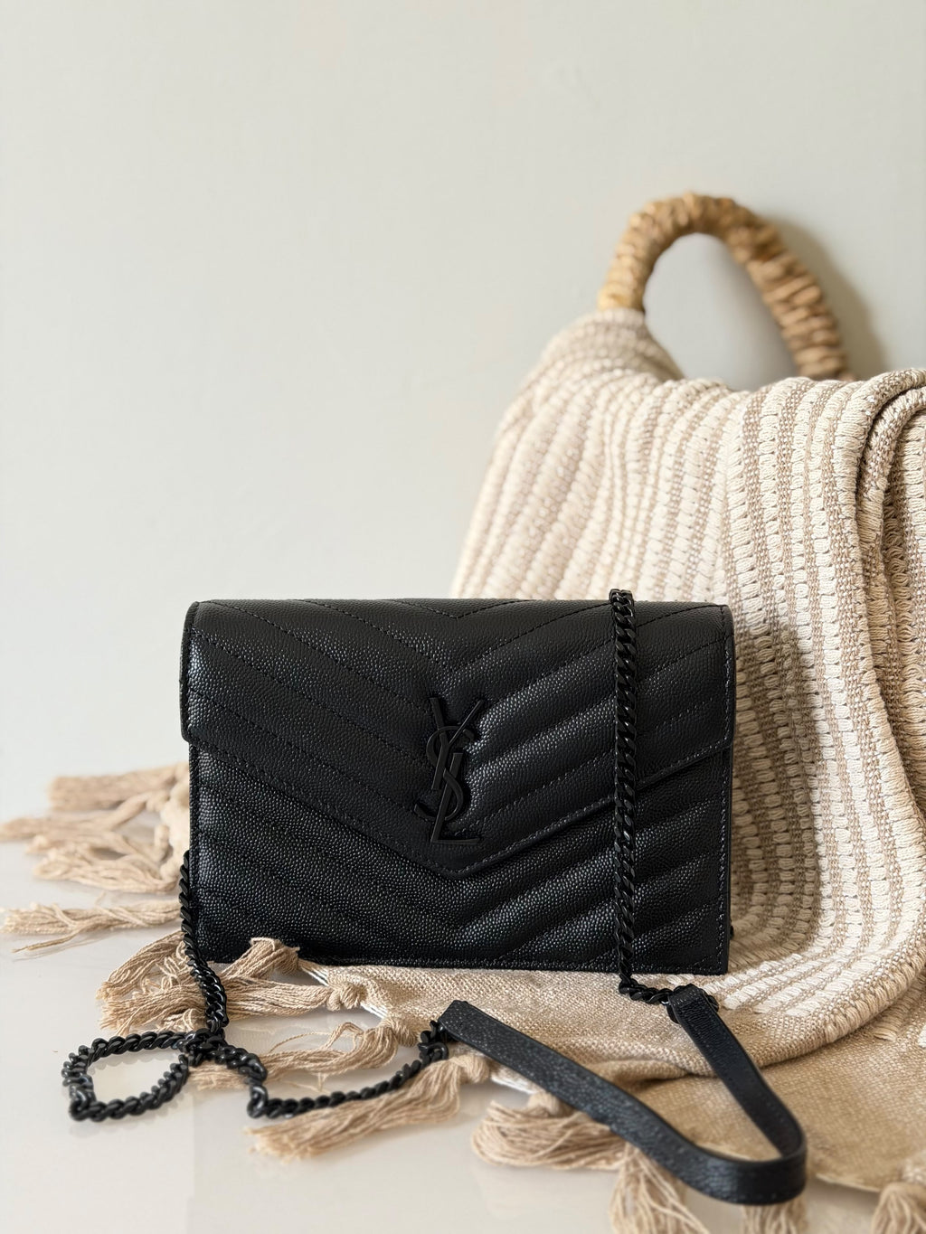 Saint Laurent Cassandre Envelope Chain Wallet