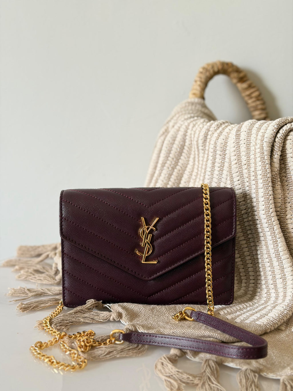 Saint Laurent Cassandre Envelope Chain Wallet