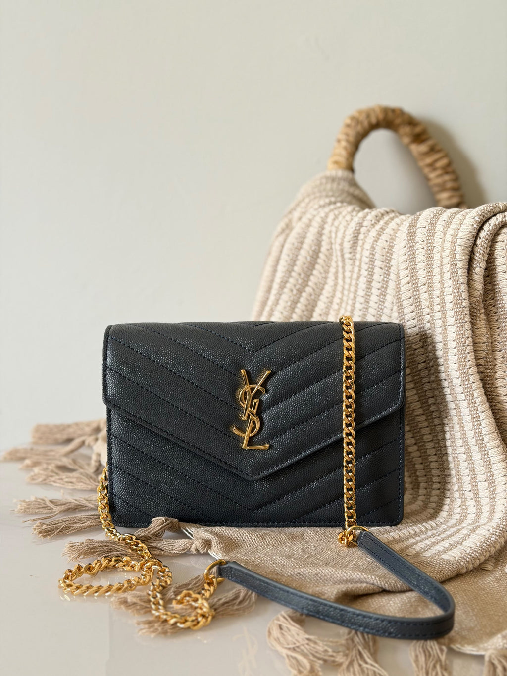 Saint Laurent Cassandre Envelope Chain Wallet