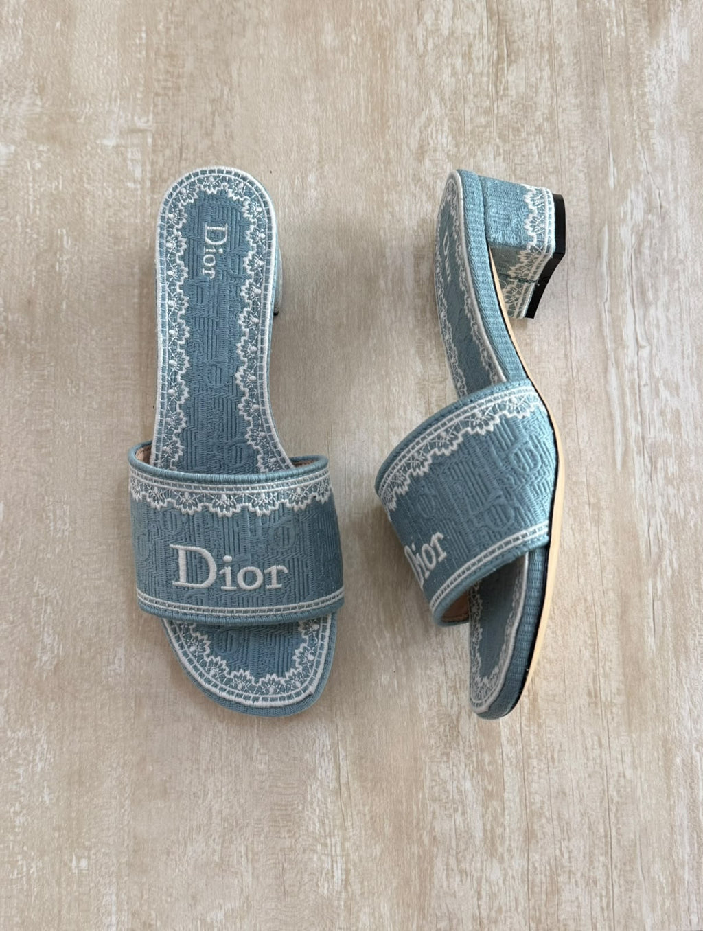 Dior Diorissimo Dentelle Heeled Slides