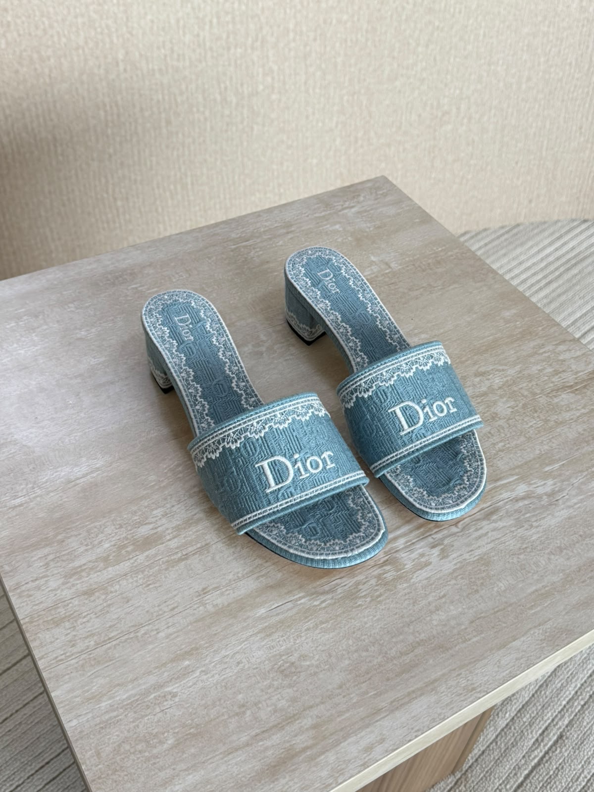 Dior Diorissimo Dentelle Heeled Slides