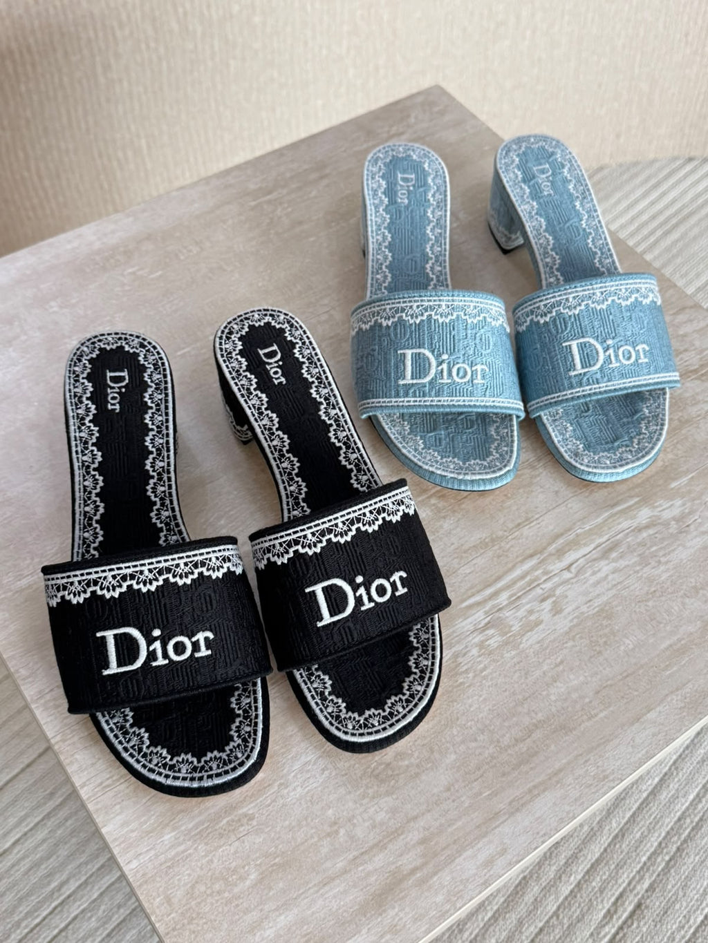 Dior Embroidered Block-Heel Mules