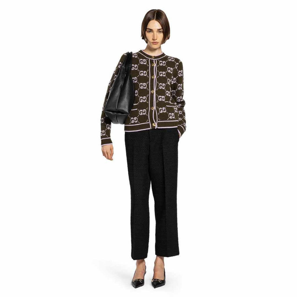 Gucci GG Jacquard Boucle Wool Cardigan