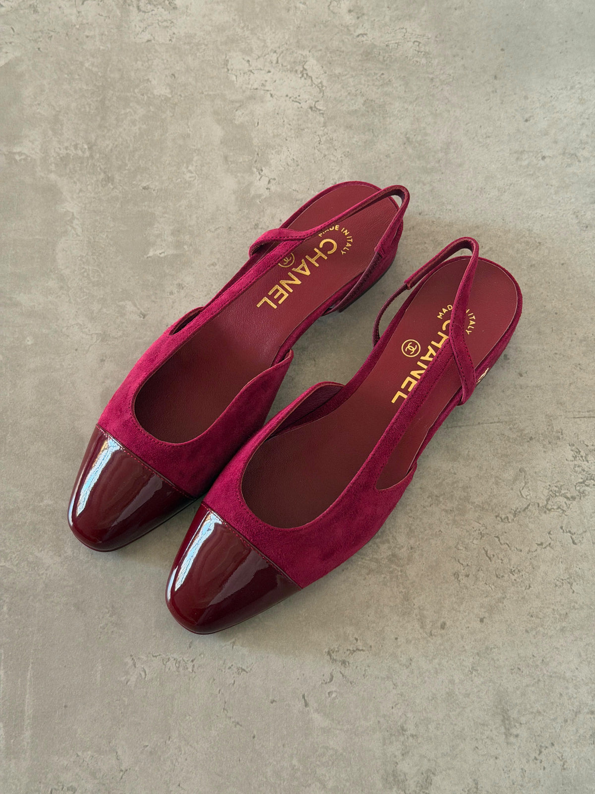 Chanel Two-Tone Suede Slingback Block Low Heel Pump