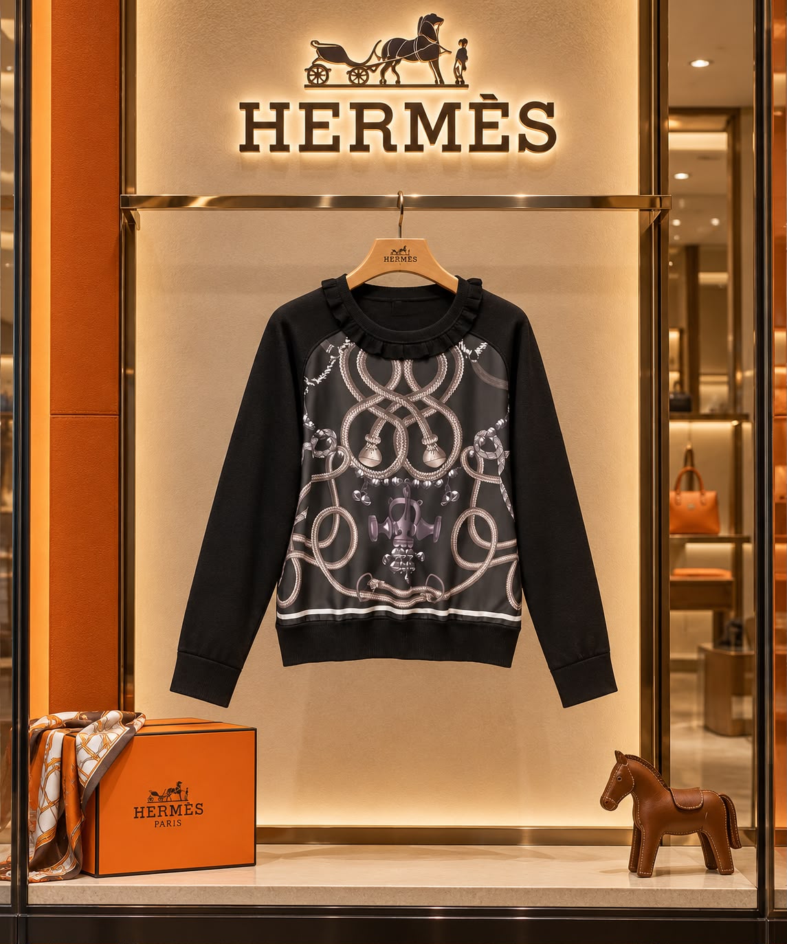 Hermes Palefroi Remix Long-Sleeve Twillaine Sweater