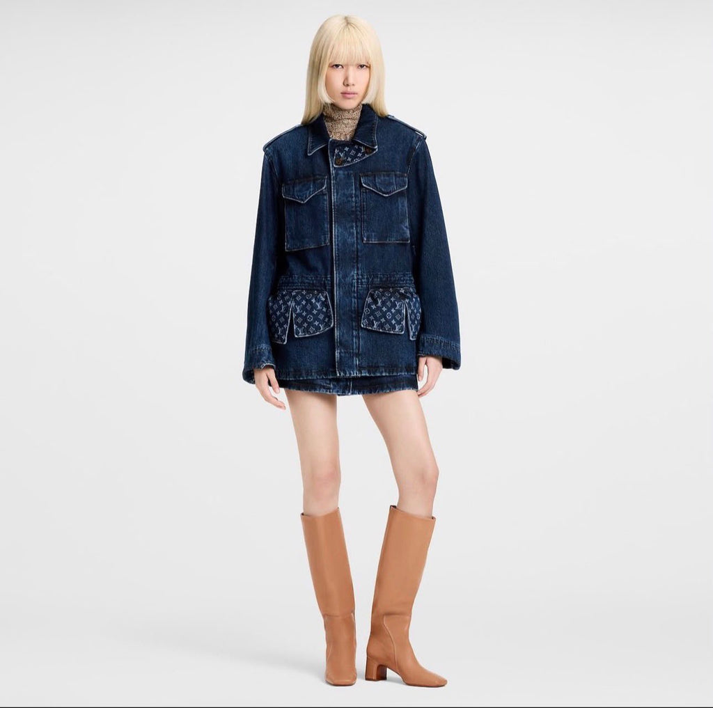 Louis Vuitton Monogram Accent Raw Denim Safari Jacket