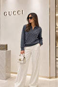 Gucci GG Jacquard Long-Sleeve Polo Sweater