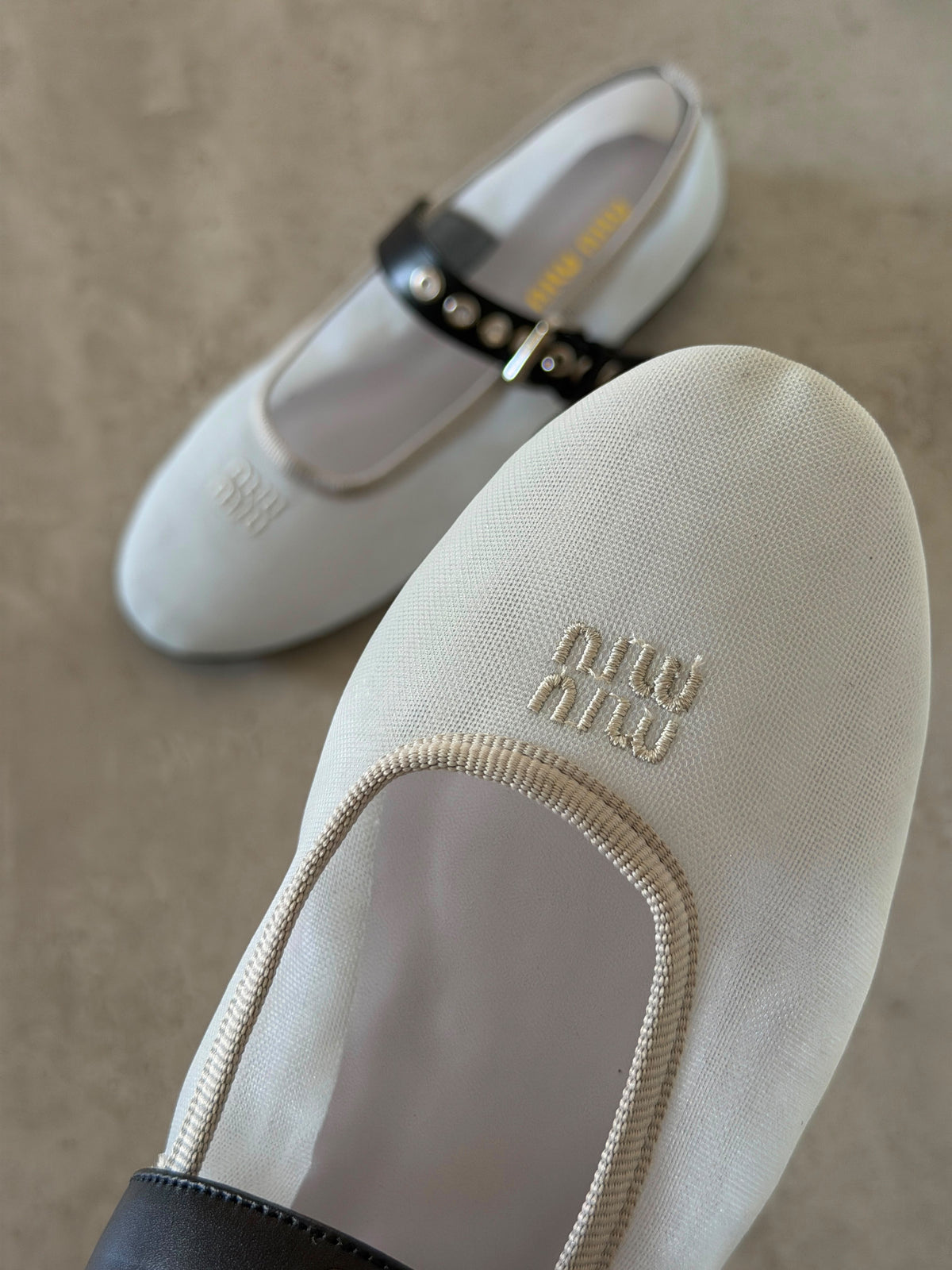 Miu Miu Mesh Fabric Ballerina Flat