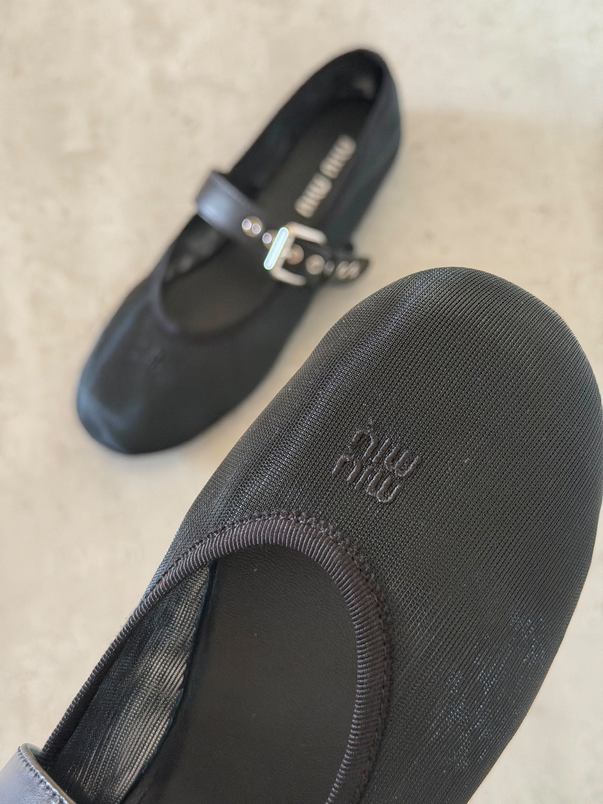 Miu Miu Mesh Fabric Ballerina Flat