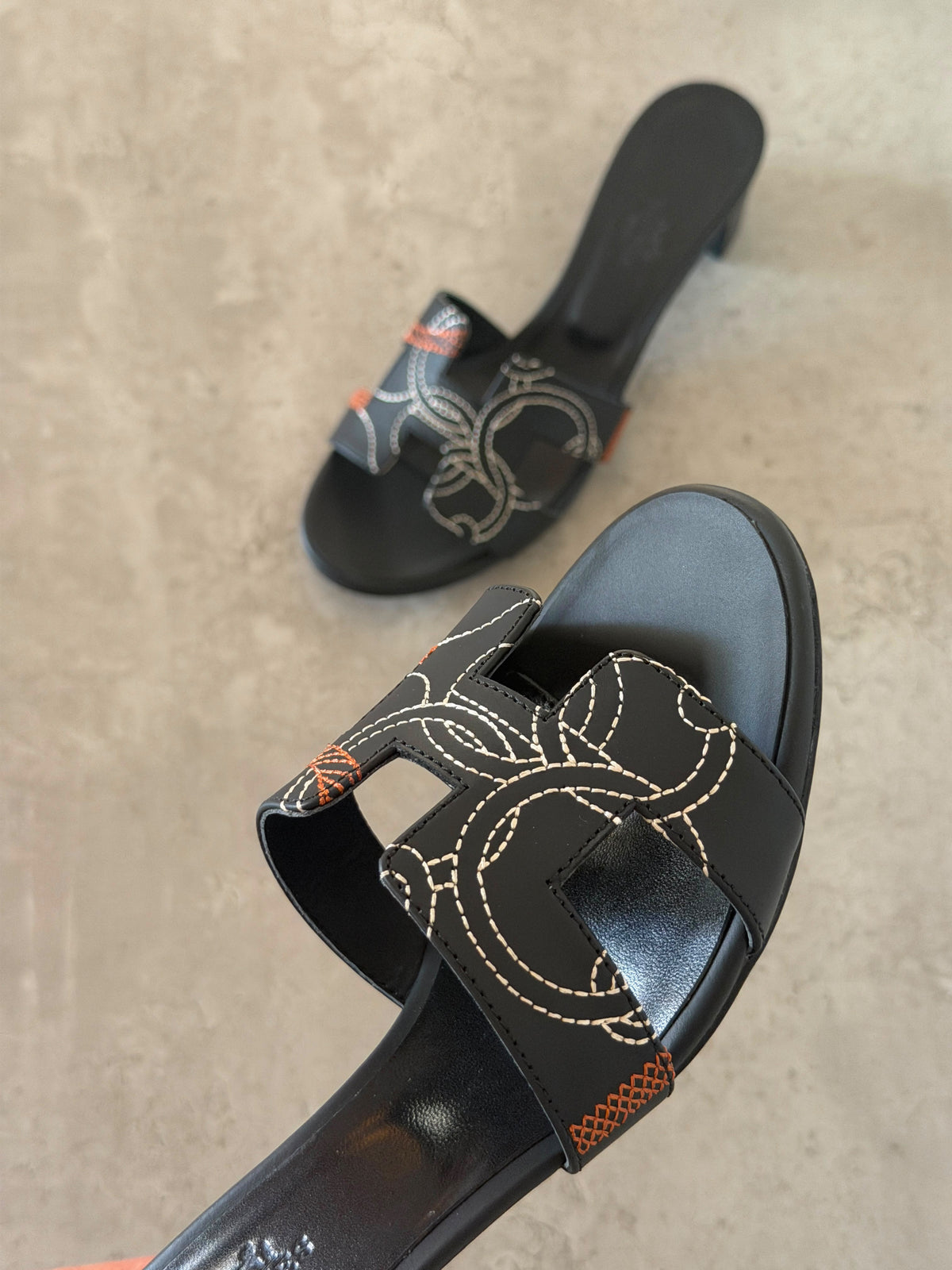Hermes Oasis Sandal in "Panoplie Equestre" Embroidered Calfskin