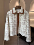 Hermes Mosaic Pattern Embroidered Zip Jacket