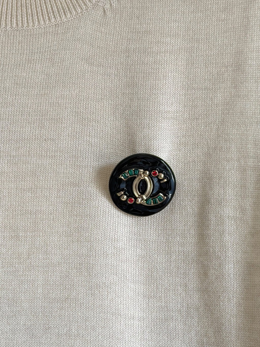 Chanel CC Badge Round Neck Wool Knit Vest