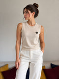 Chanel CC Badge Round Neck Wool Knit Vest