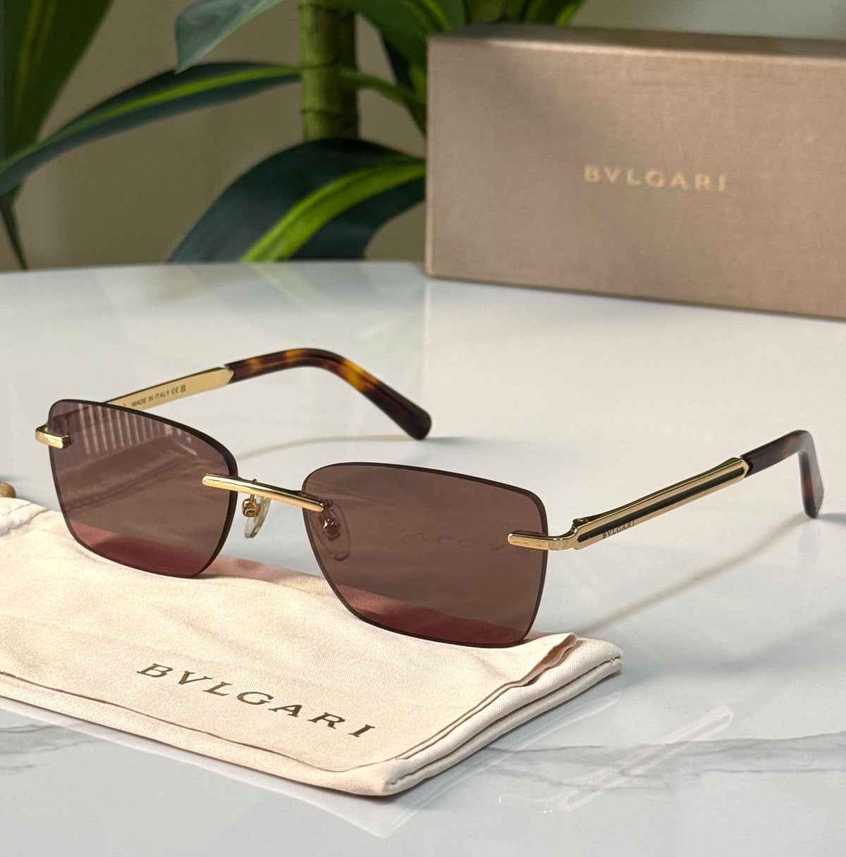 Bvlgari Serpenti Viper Rimless Sunglasses