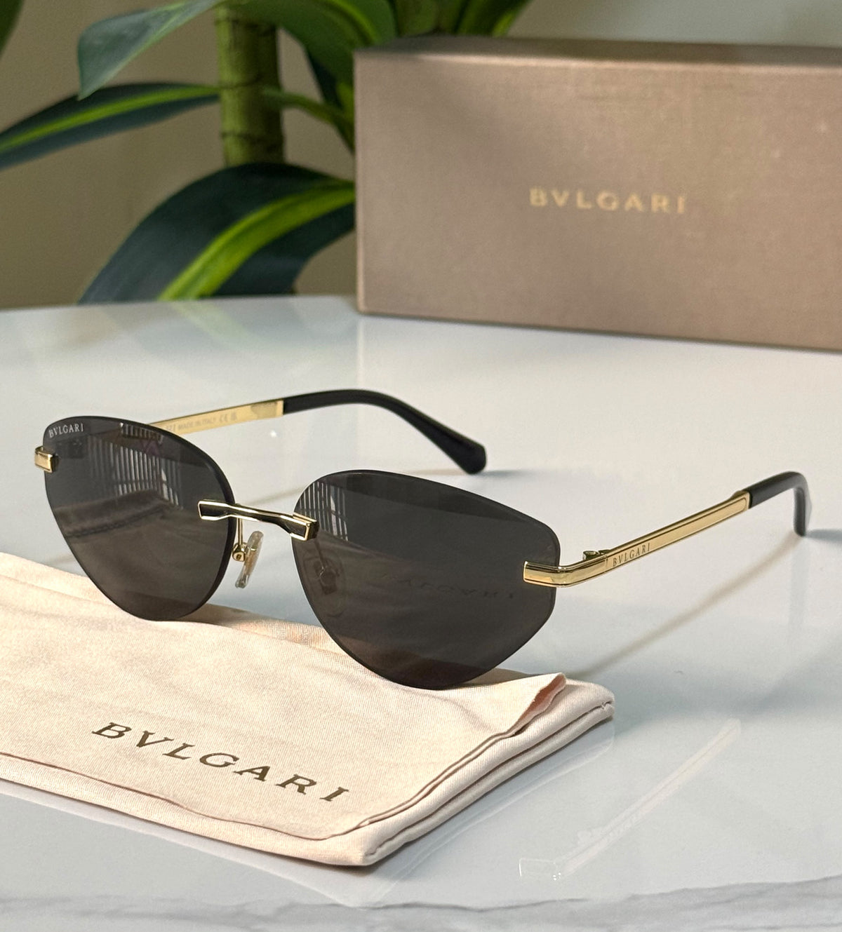 Bvlgari Serpenti Forever Oval Rimless Sunglasses