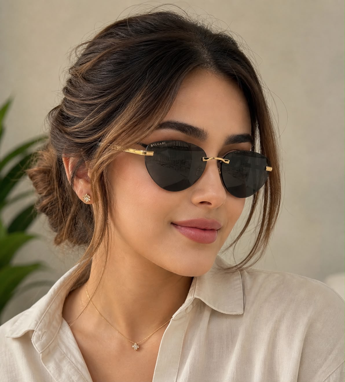 Bvlgari Serpenti Forever Oval Rimless Sunglasses