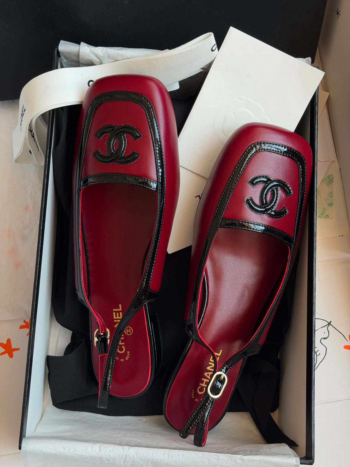 Chanel Square Toe Slingback Flats