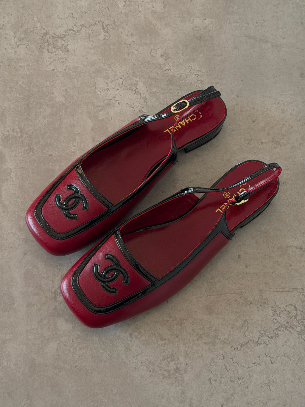 Chanel Square Toe Slingback Flats