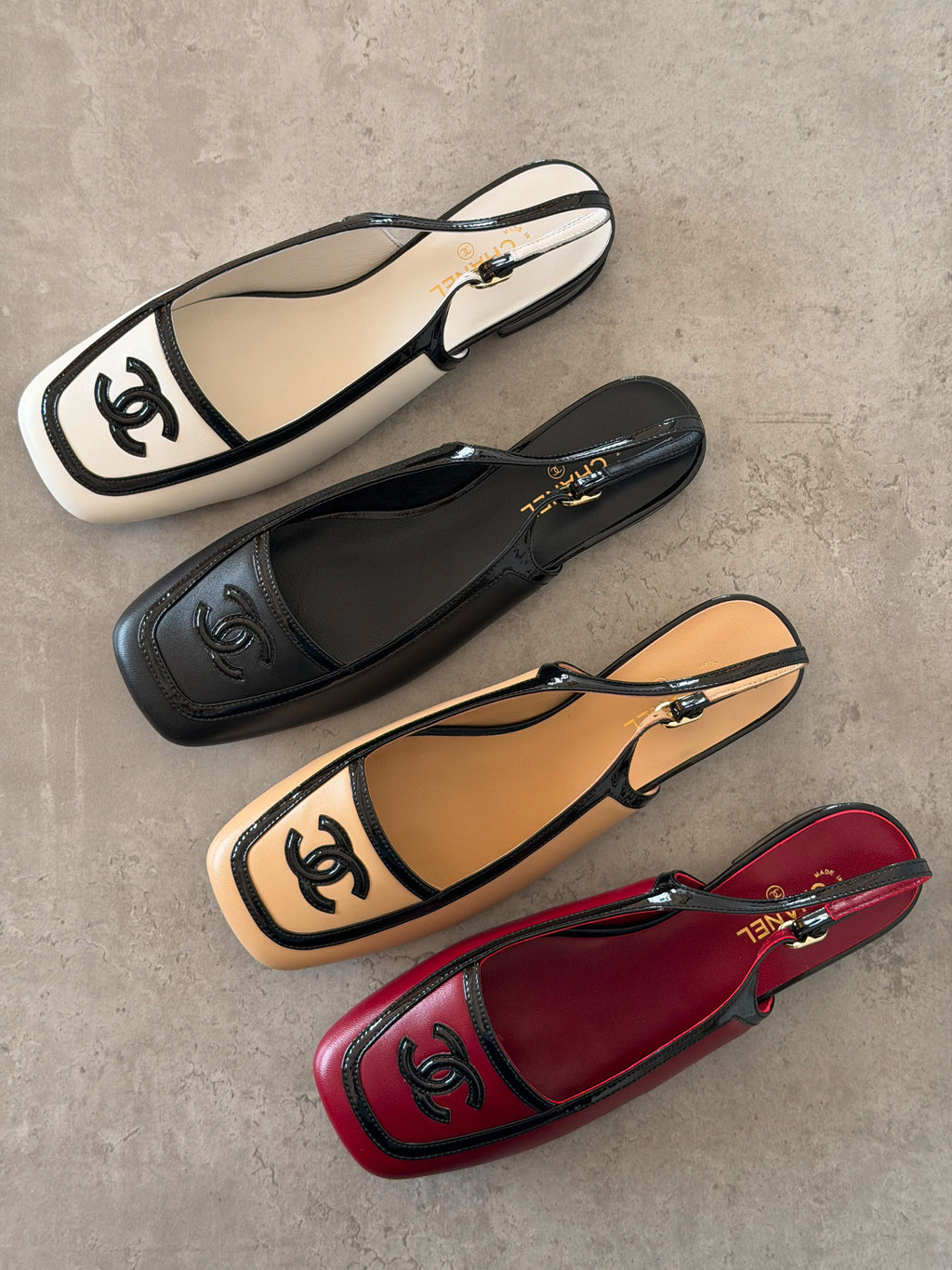 Chanel Square Toe Slingback Flats