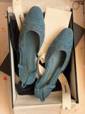 Chanel Quilted Denim Slingback Flats
