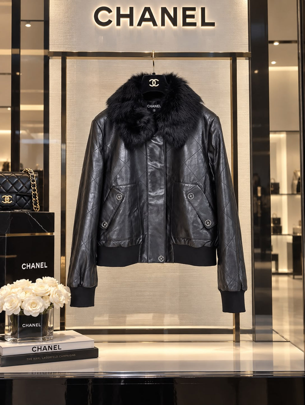 Chanel Lambskin Leather Bomber Jacket