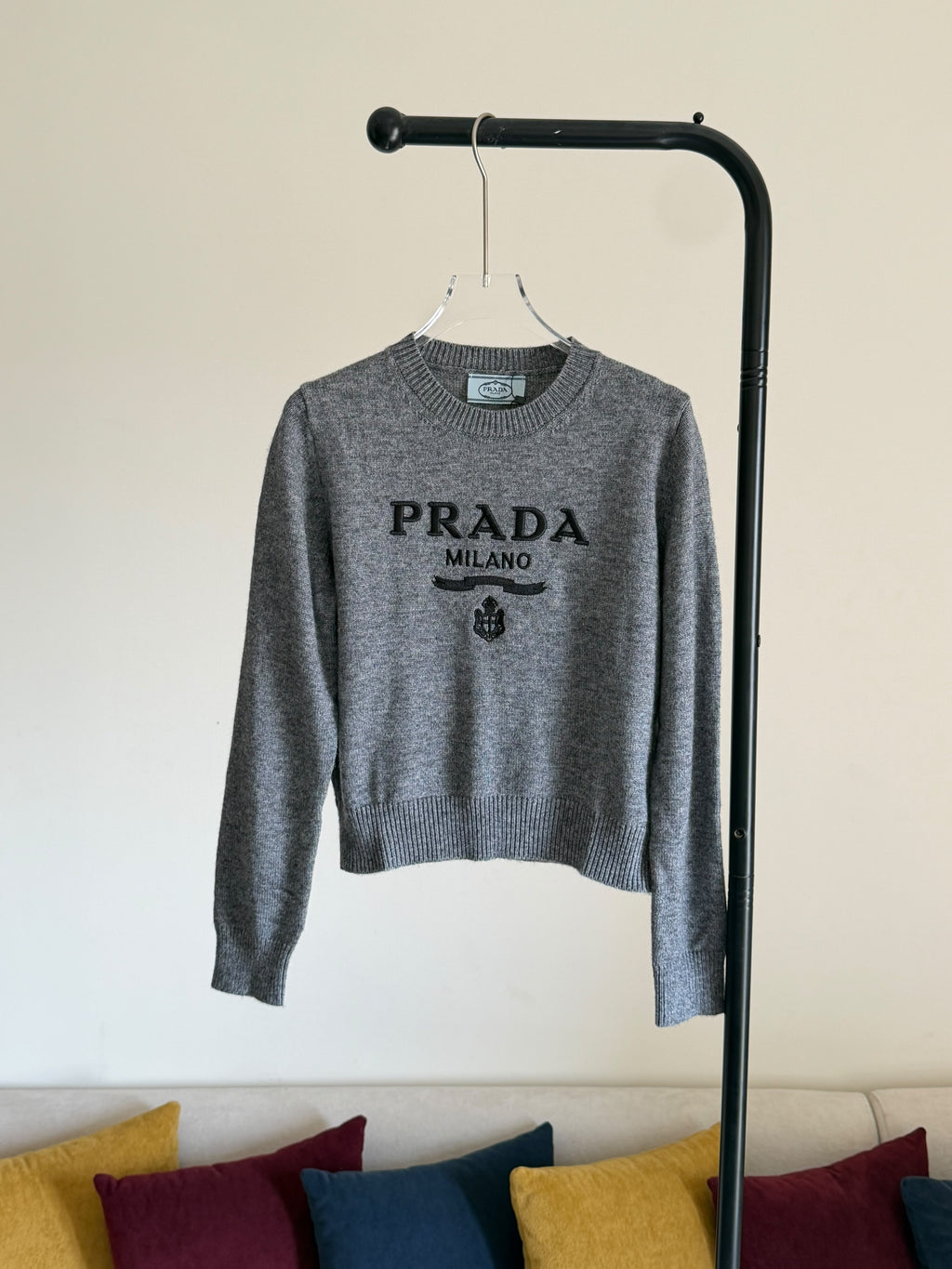 Prada Cashmere and Wool Logo Crew-Neck Sweater