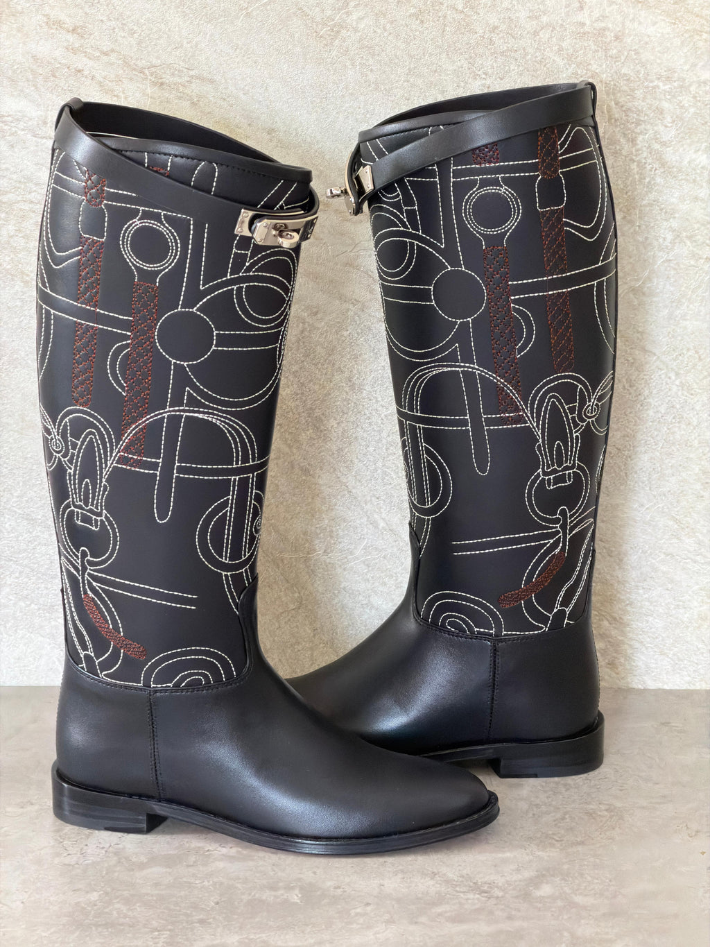 Hermes Jumping Boots in Panoplie Equestre Embroidered Calfskin
