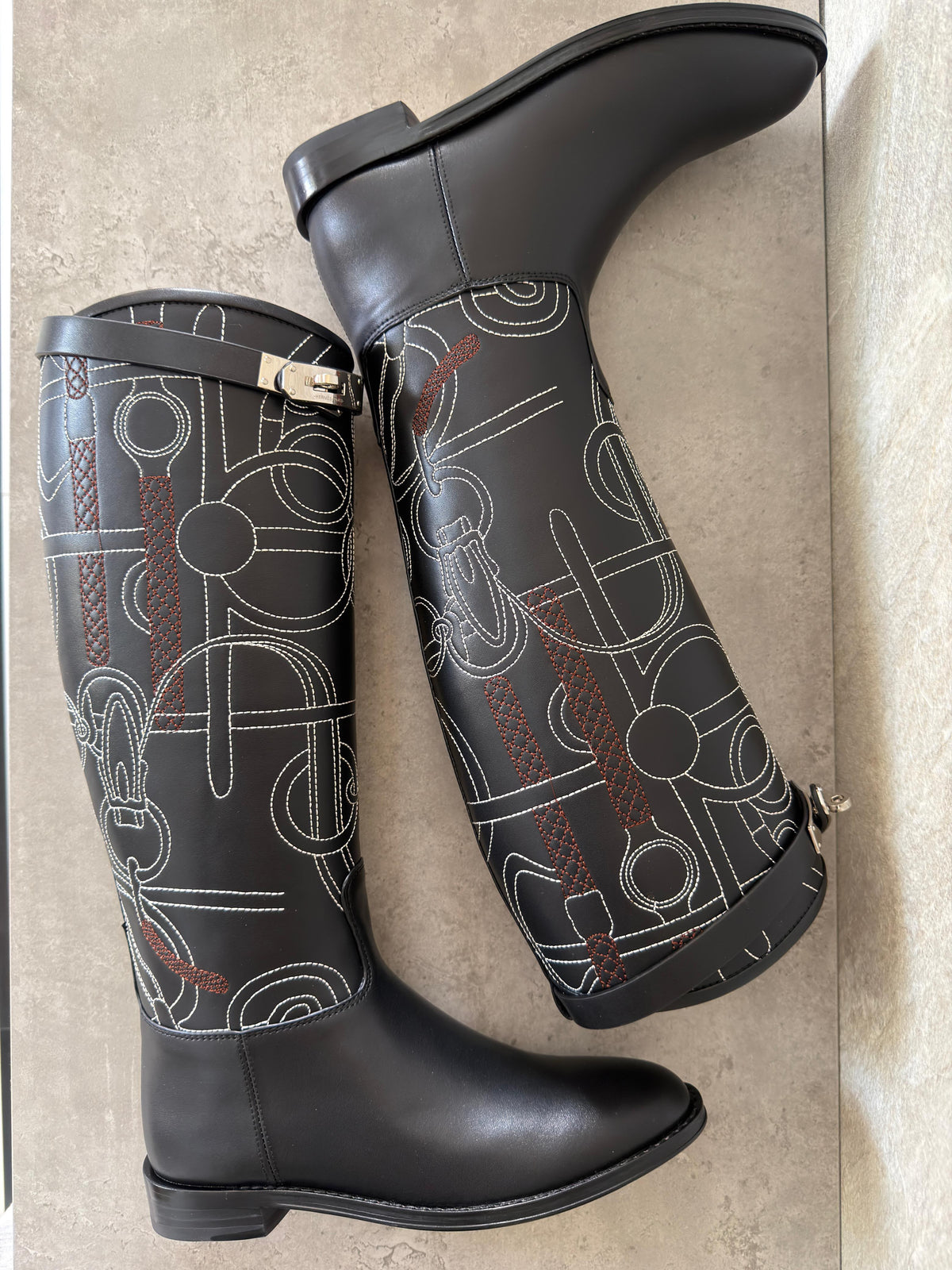 Hermes Jumping Boots in Panoplie Equestre Embroidered Calfskin