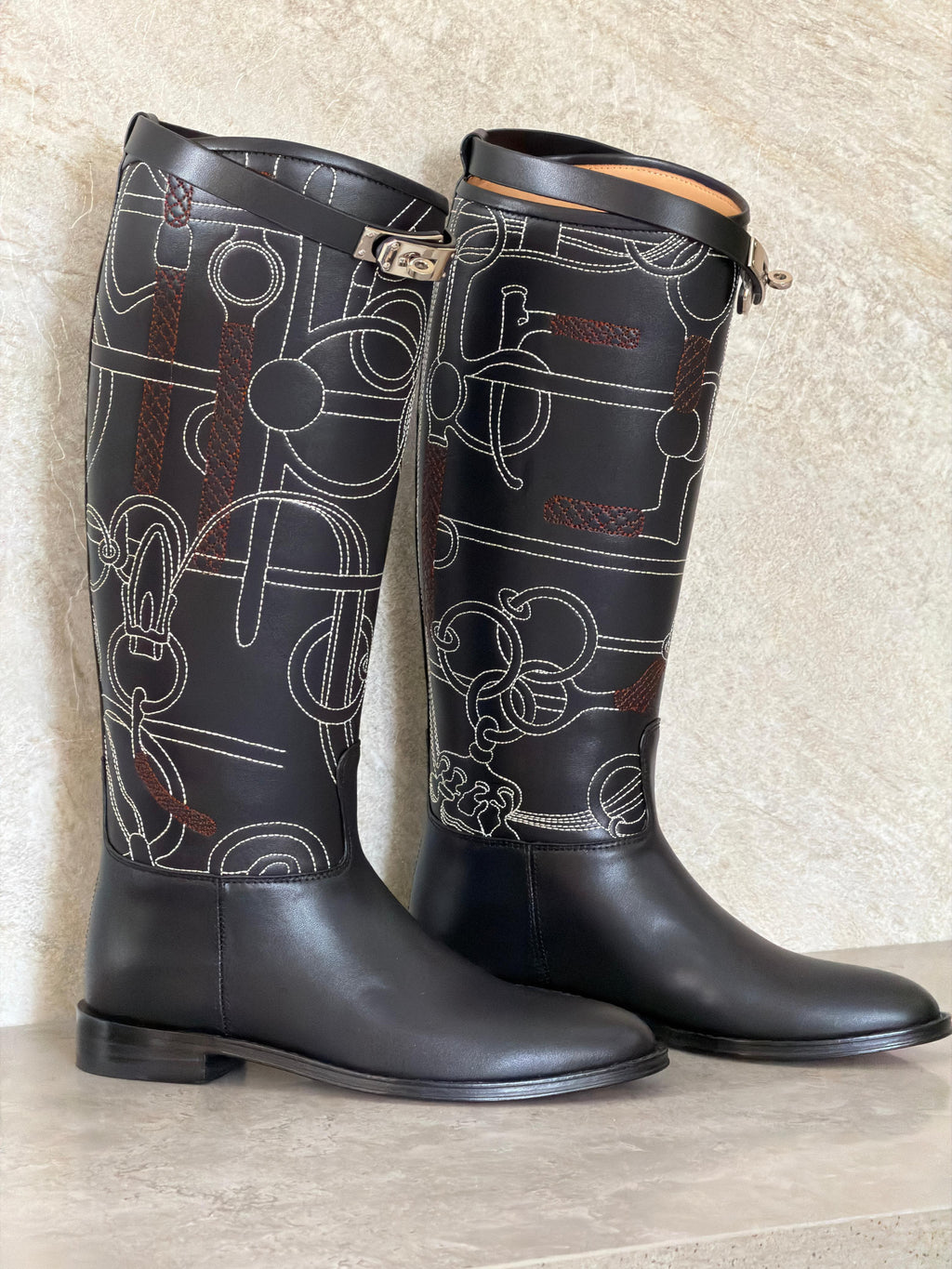 Hermes Jumping Boots in Panoplie Equestre Embroidered Calfskin