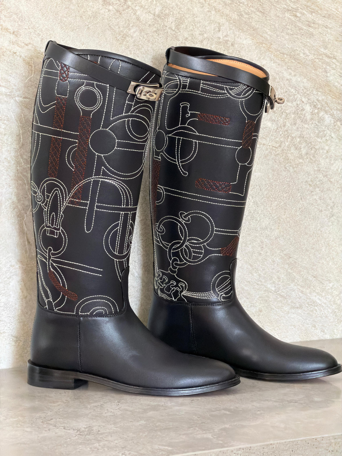 Hermes Jumping Boots in Panoplie Equestre Embroidered Calfskin