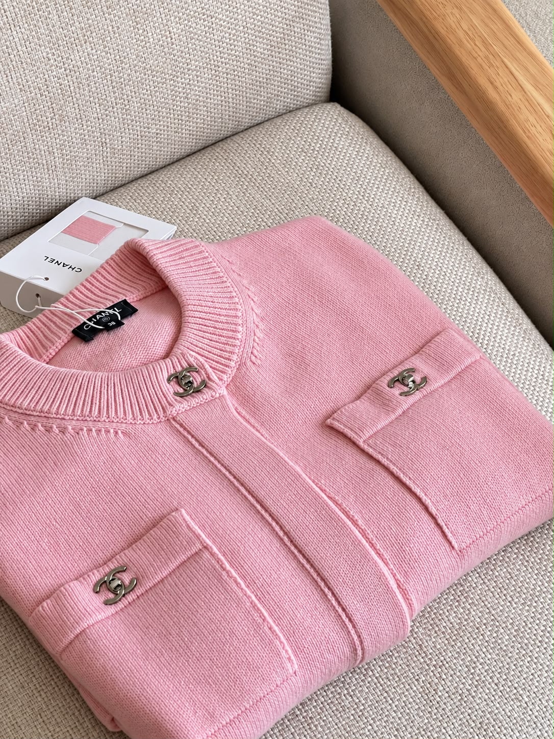 Chanel Bright Pink Cashmere Knit Jacket Cardigan
