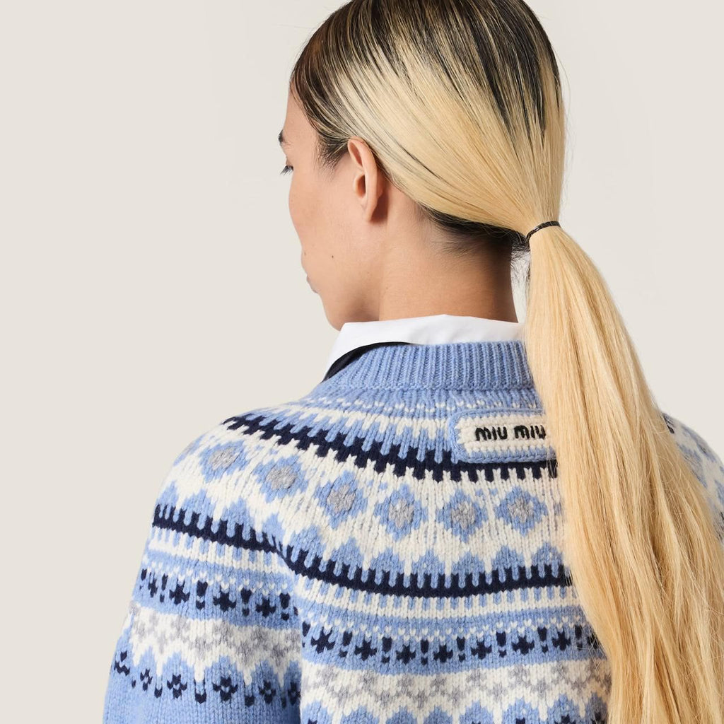 Miu Miu Fair Isle Wool Crew-Neck Sweater