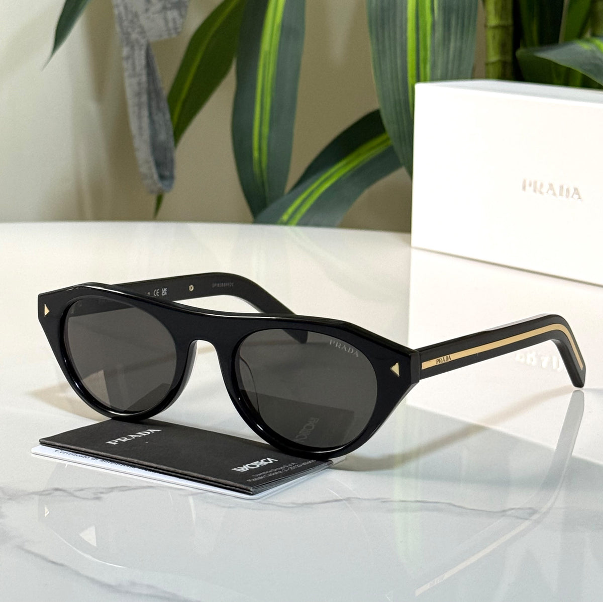 Prada Iconic Metal Plaque Sunglasses