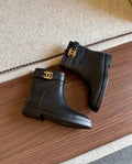 Chanel Calfskin CC Buckle Short Boots