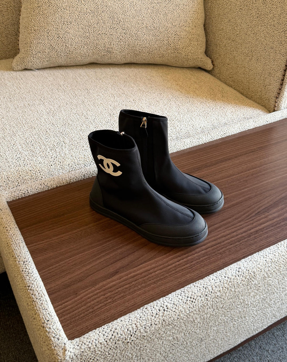 Chanel Short Boots in Mixed Fibers & Rubber
