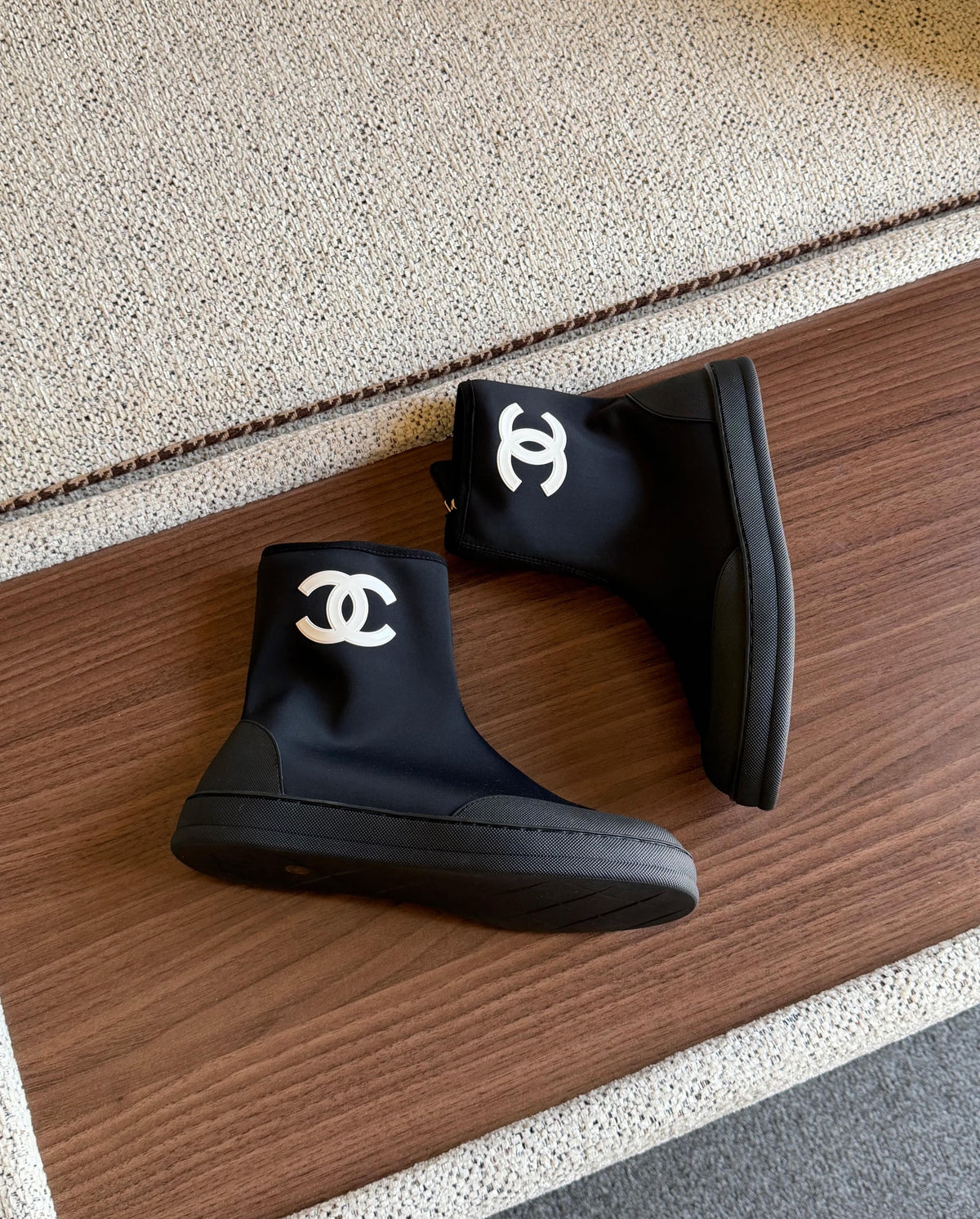 Chanel Short Boots in Mixed Fibers & Rubber