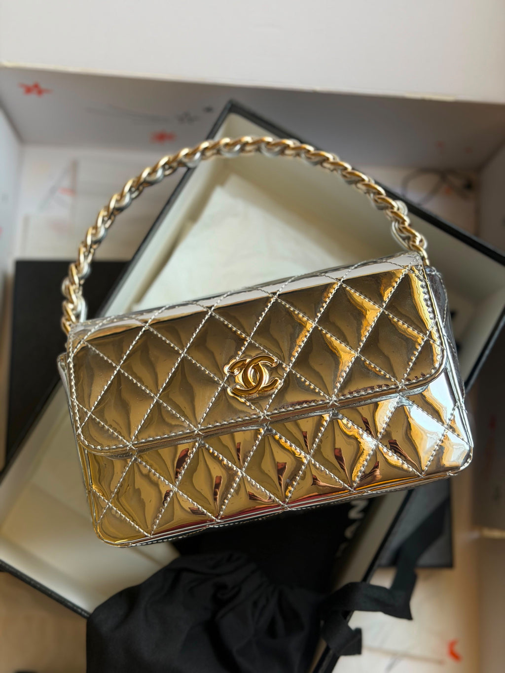 Chanel Mirror Flap Bag with Top Handle