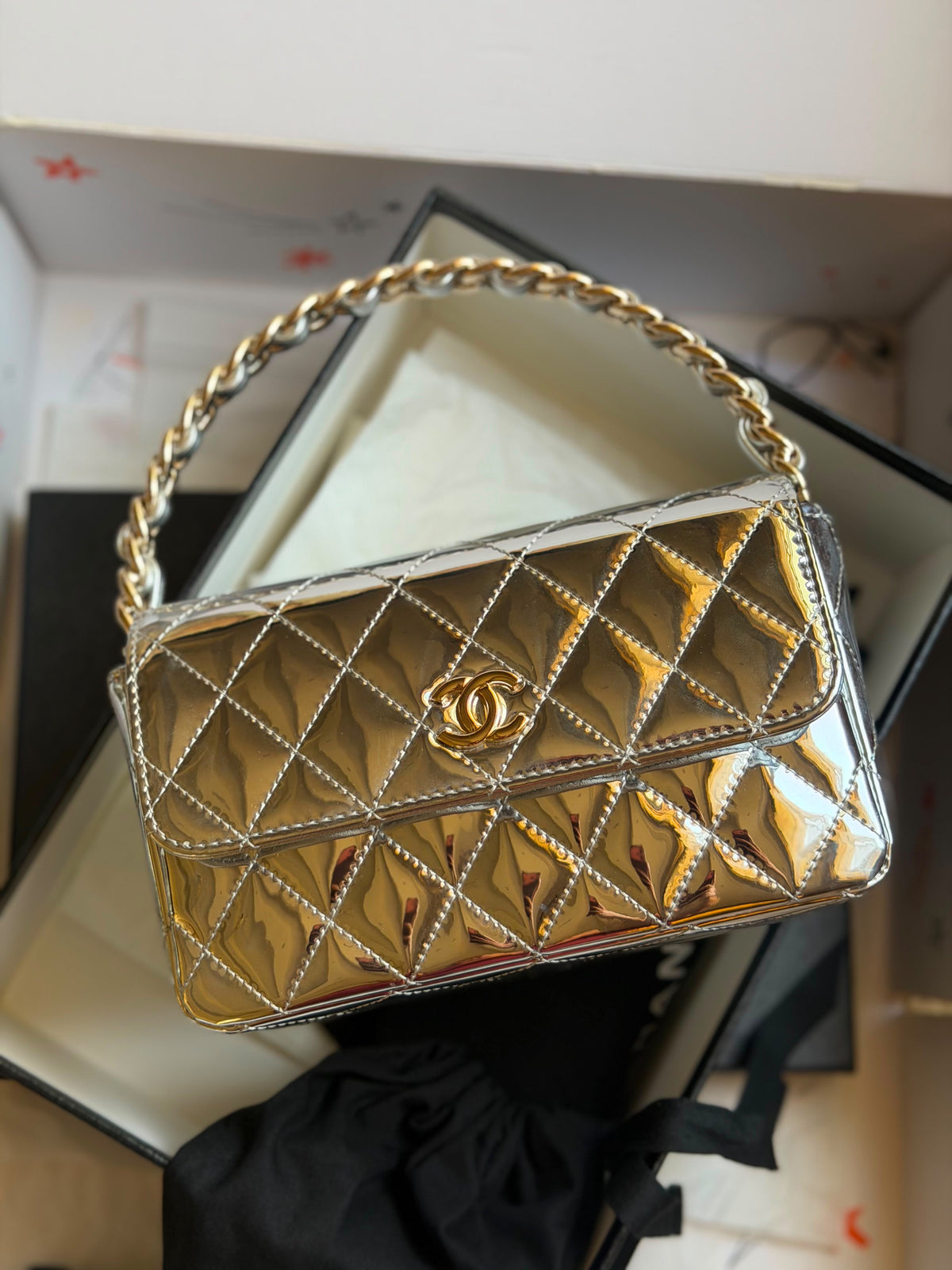 Chanel Mirror Flap Bag with Top Handle