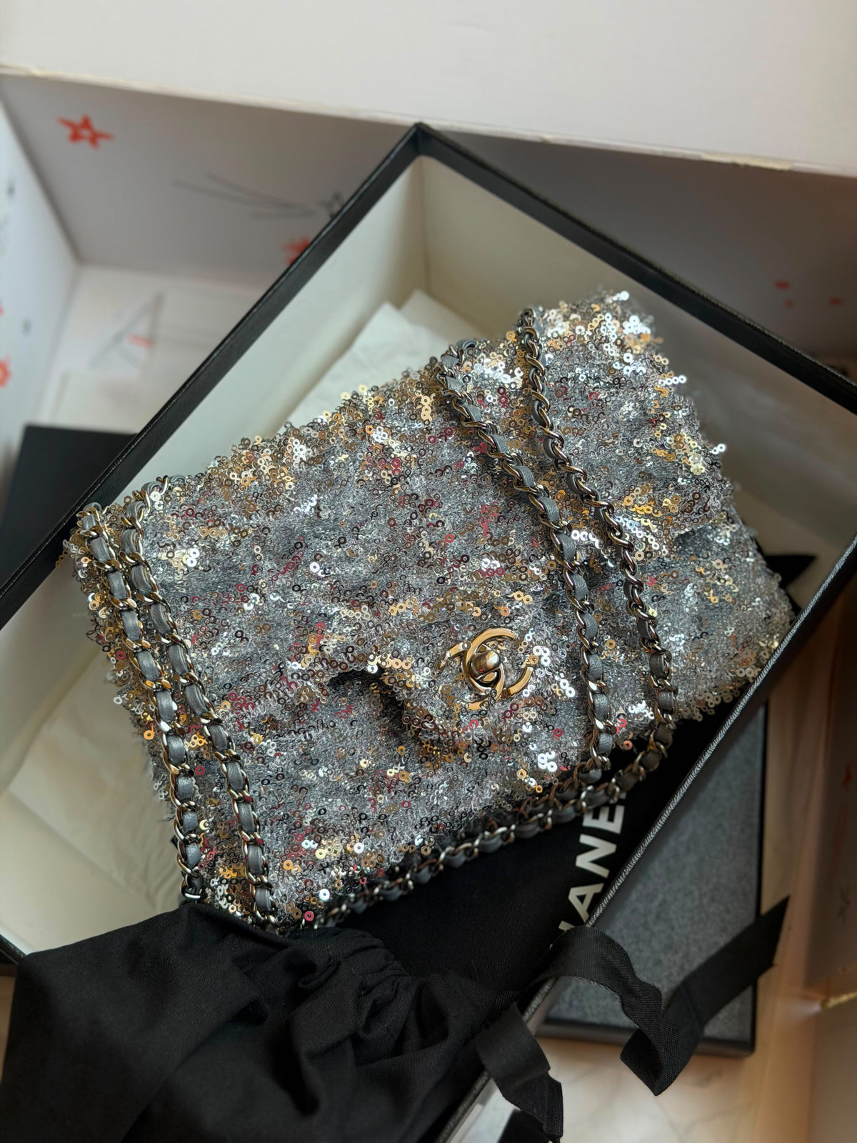 Chanel Sequin Logo Small Flap Bag