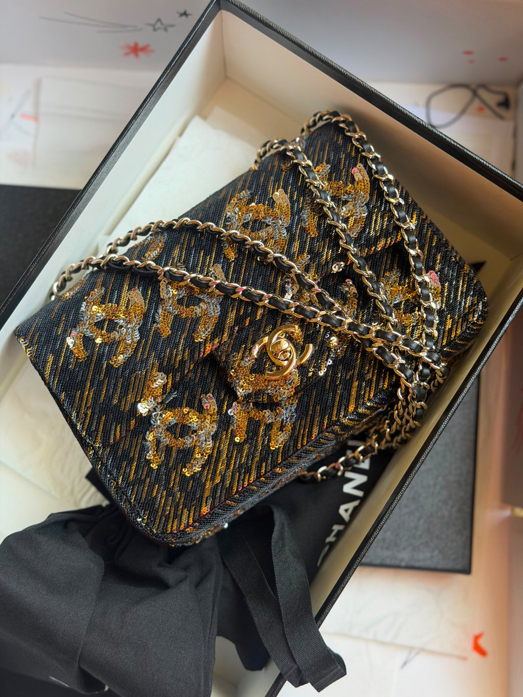 Chanel Sequin Logo Small Flap Bag