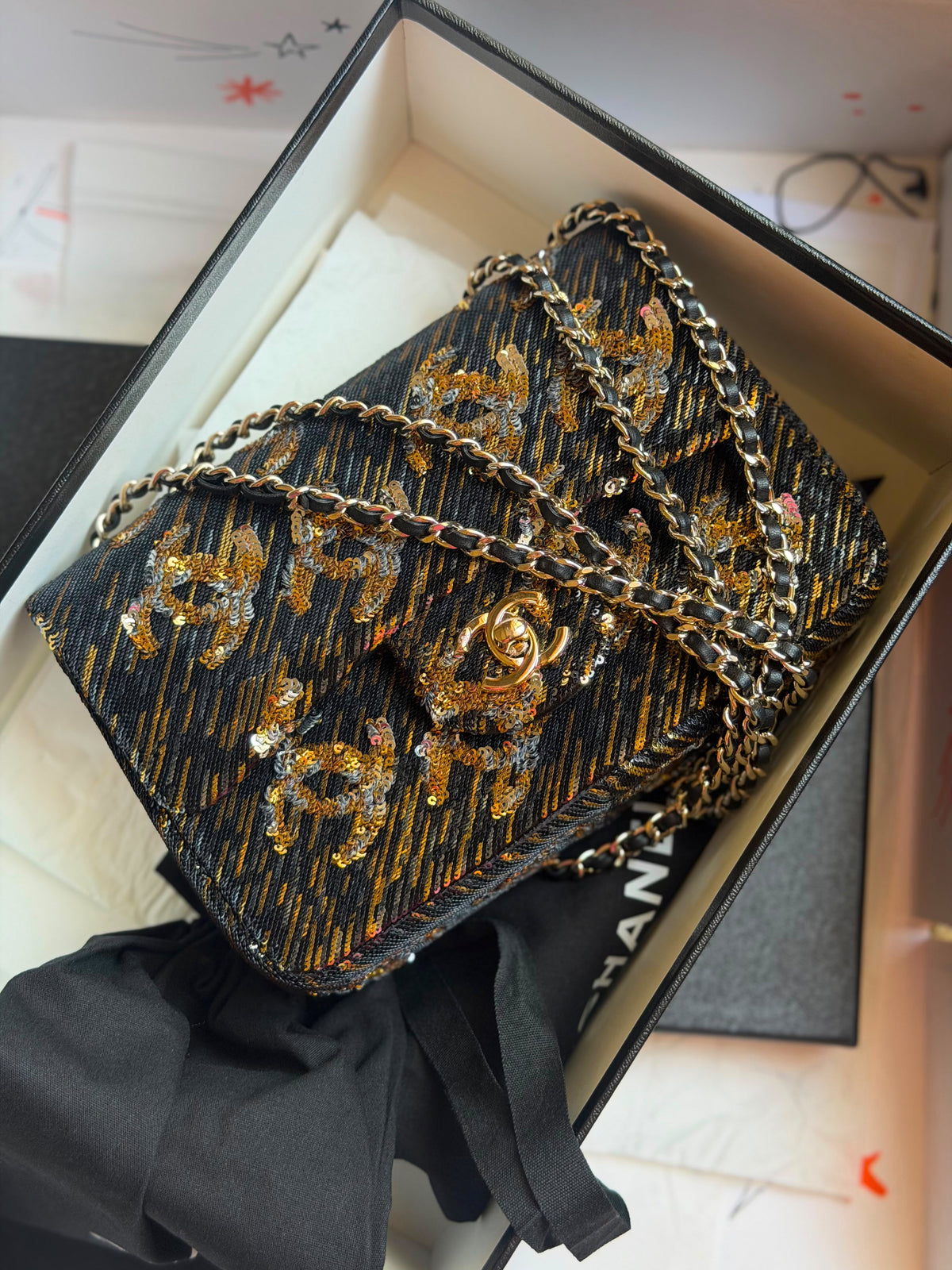 Chanel Sequin Logo Small Flap Bag