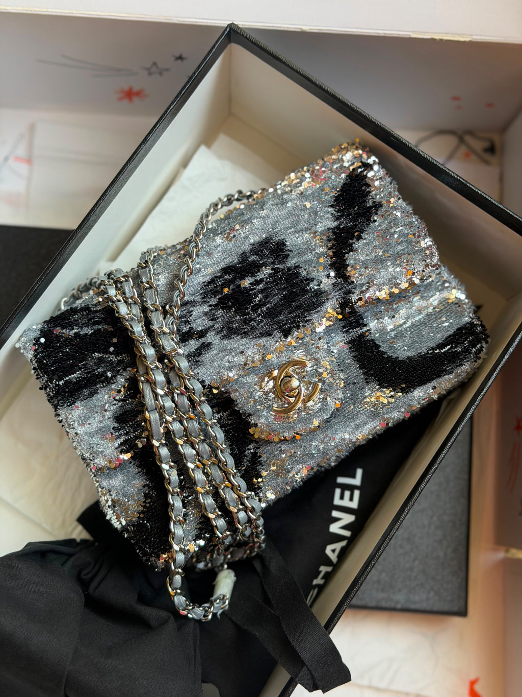 Chanel Sequin Logo Small Flap Bag