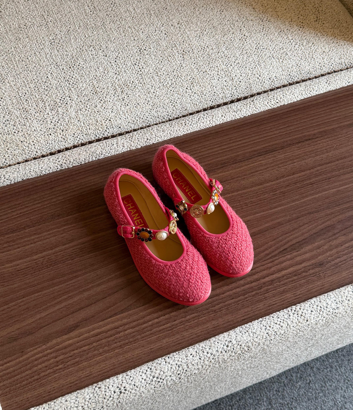 Chanel Tweed Charm Mary Jane Flats
