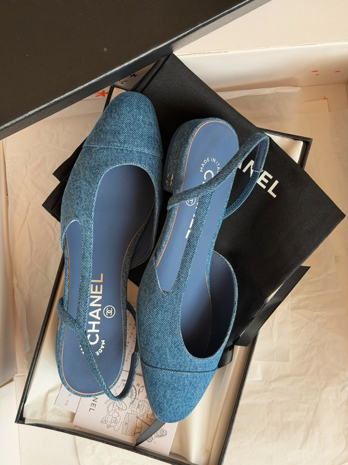 Chanel Denim Cap-Toe Slingback Pumps