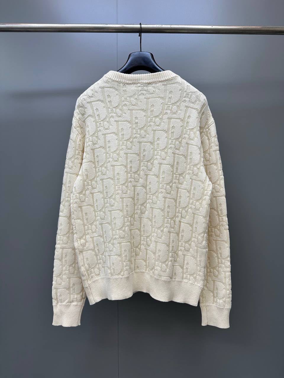 Dior Oblique Sweater in Ecru Cotton-Blend Jersey
