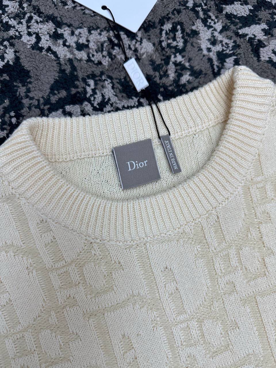 Dior Oblique Sweater in Ecru Cotton-Blend Jersey