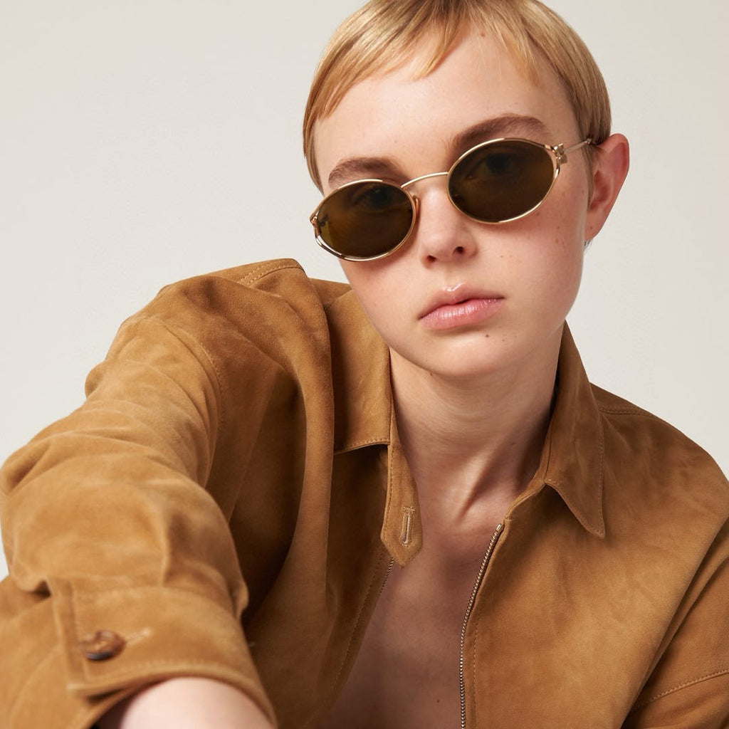 Miu Miu Logo Glimpse Oval Sunglasses