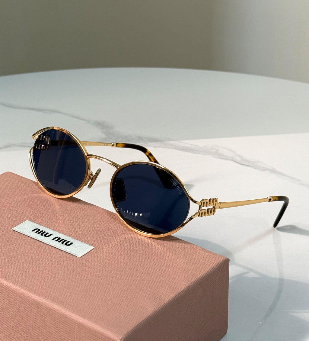 Miu Miu Logo Glimpse Oval Sunglasses