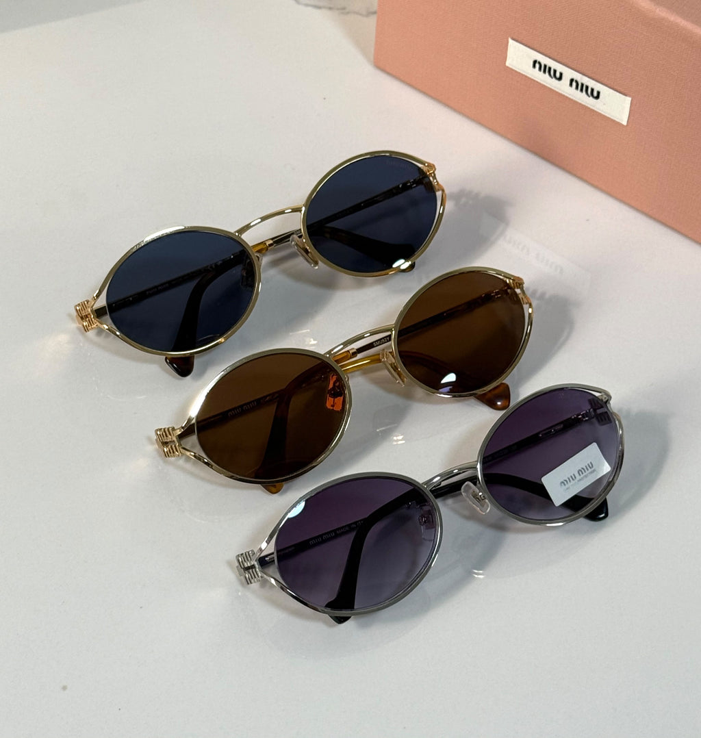 Miu Miu Logo Glimpse Oval Sunglasses
