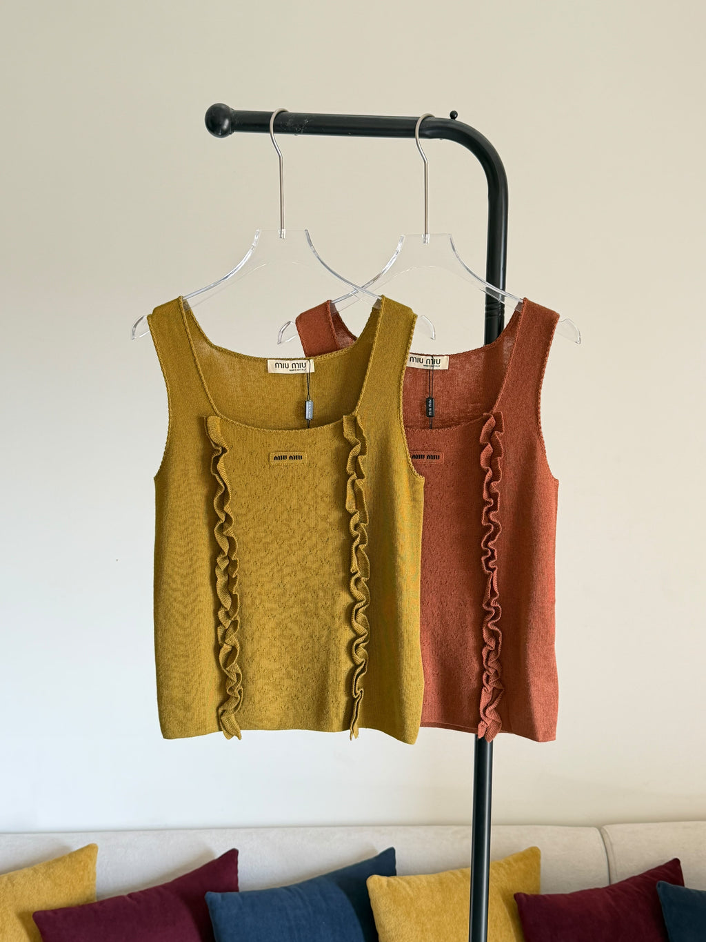Miu Miu Cashmere and Silk Ruffle-Trim Tops